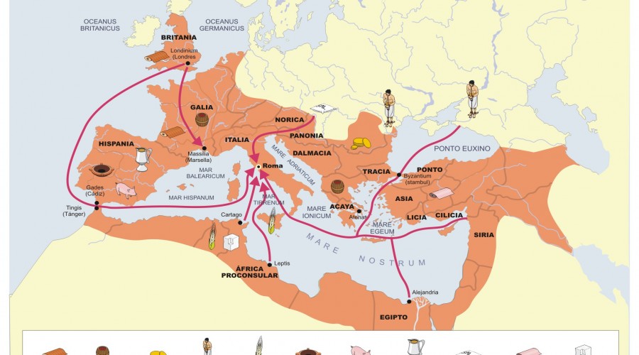 Mapa rutas comerciales Roma juanjoromero.es
