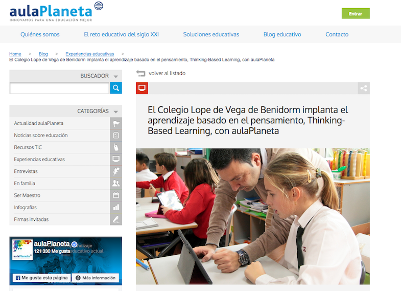 Artículo en la web de aulaPlaneta